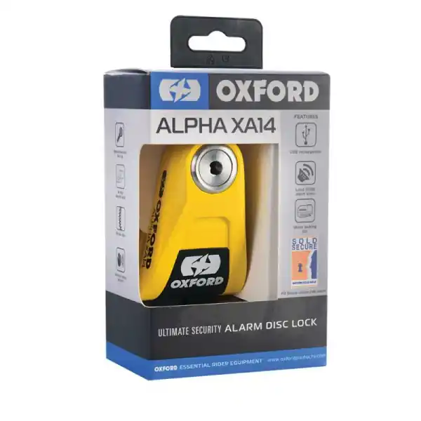 Antifurt Disc Oxford Alpha XA14 cu Alarma Galben / Negru Bestseller