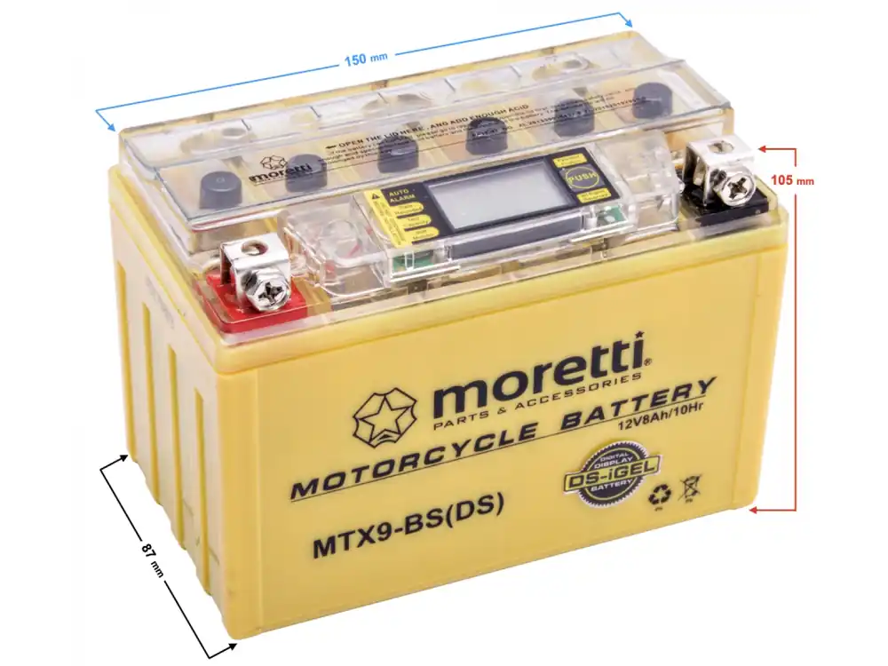 AGM (I-Gel) MTX9-BS Moretti Battery with Digital Display Preferatul clienților