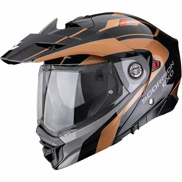 Calitate înaltă Casca flip-up touring/adventure SCORPION ADX-2 KAMPS XXL Negru/Cupru