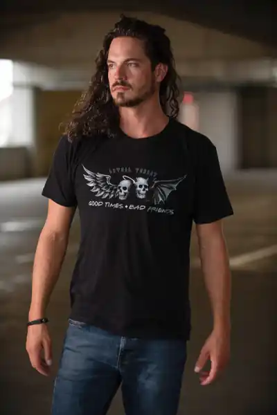 Preț redus Good Times Bad Friends T-shirt Black 2XL