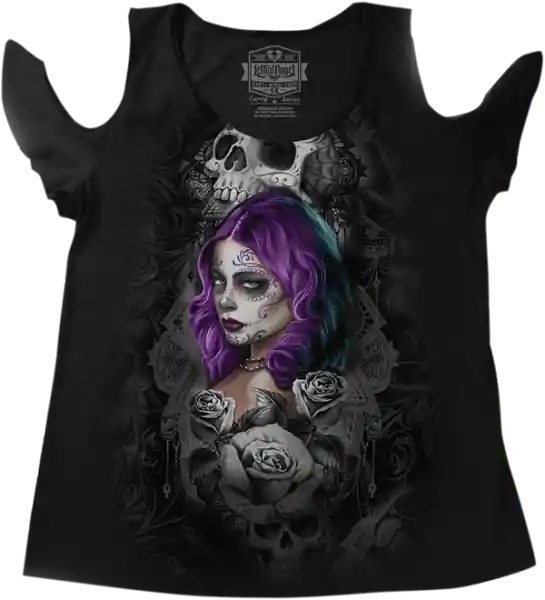 Womens Dod Skull N Guns Burnout T-shirt Black 2x-large Black Reducere extra