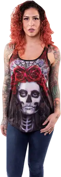 Women‘s Dark Widow Razor Back Tank Top Black L + Ofertă de sezon