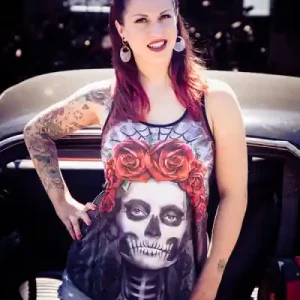 Women‘s Dark Widow Razor Back Tank Top Black Reducere extra