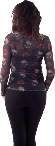 Women‘s Floating Skulls Sheer Shirt Black XL Reducere specială