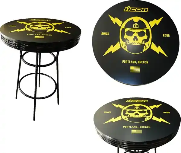 Masa de bar Rotunda Icon Negru/Galben/Cromat Preț mic
