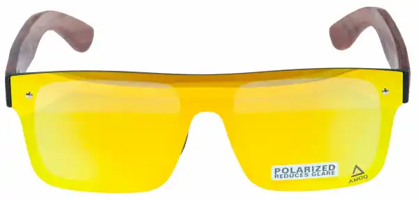Calitate înaltă AMOQ Burst Sunglasses PLRZD Wood-Gold mirror