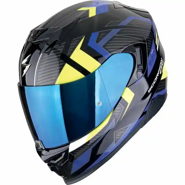 Casca integrala SCORPION EXO-520 EVO AIR SENSUS L Negru/Albastru/Galben fluo Preț mic