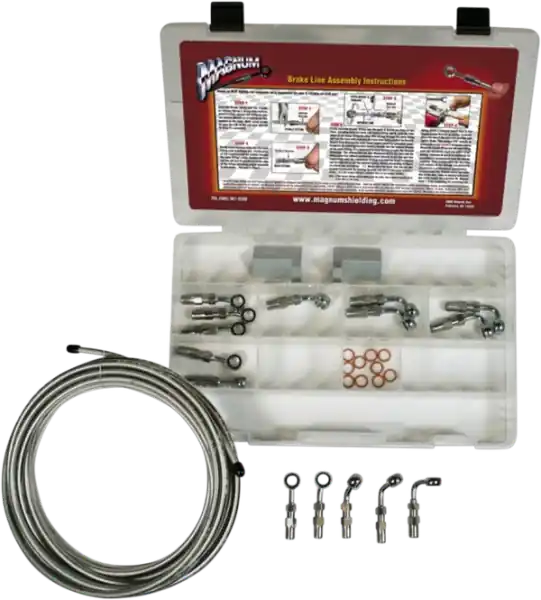 Ultima șansă Byo® Build-your-own Dot Brake Line Basic Builder Kit Chrome
